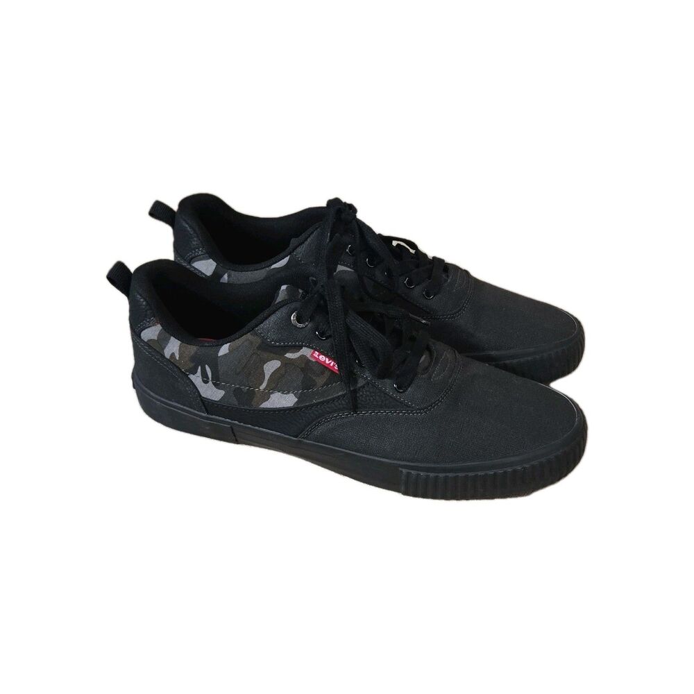 Levi’s Men’s Black/Gray Camo Lace-Up Canvas Sneakers Rubber Sole Size 13